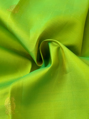 Kanchipuram Pure Silk Pure Zari Korvai Saree | Purple & Chartreuse | Contrast Border | Handwoven | Ships from California
